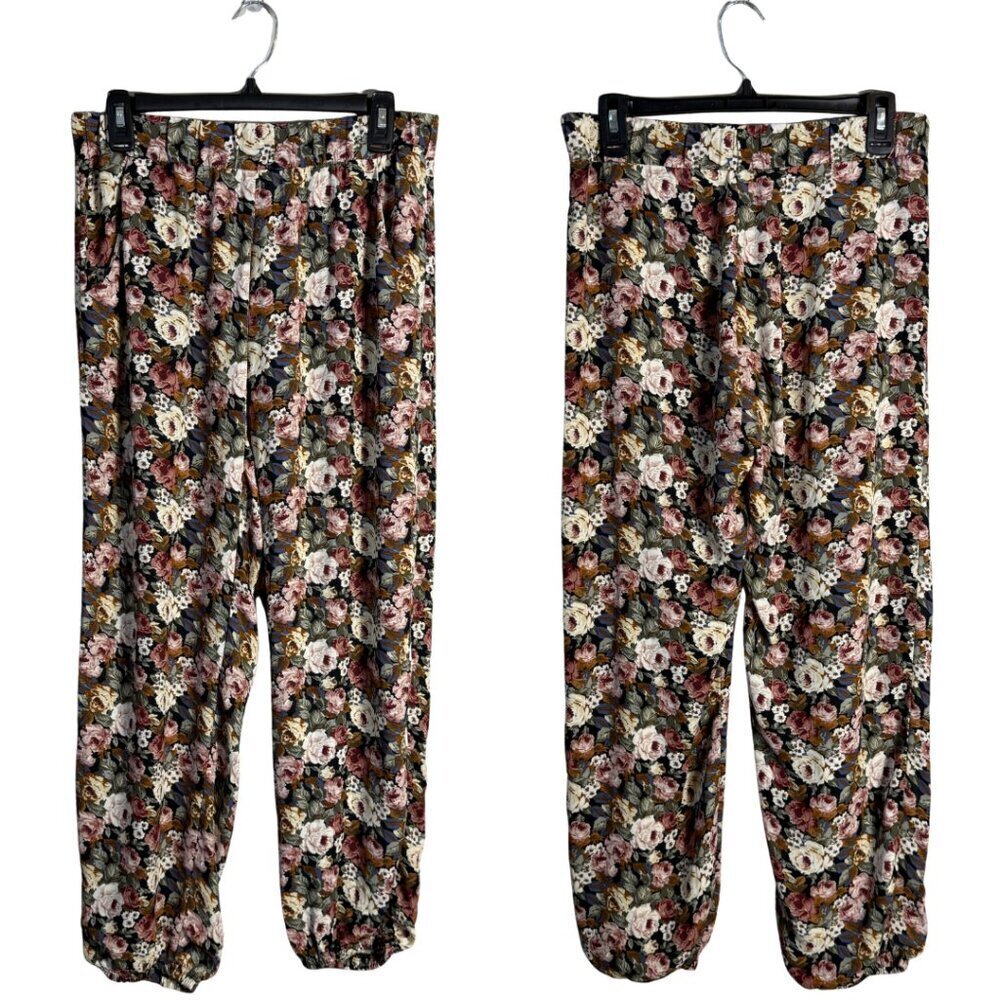 Show Me Your Mumu Floral Wide Leg Jogger Pants Women's Large Boho Festival Twee
